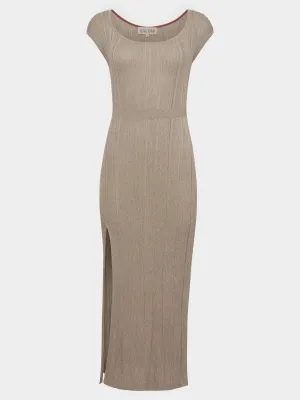 Venyx Stardust Rib Dress in Pale Silver