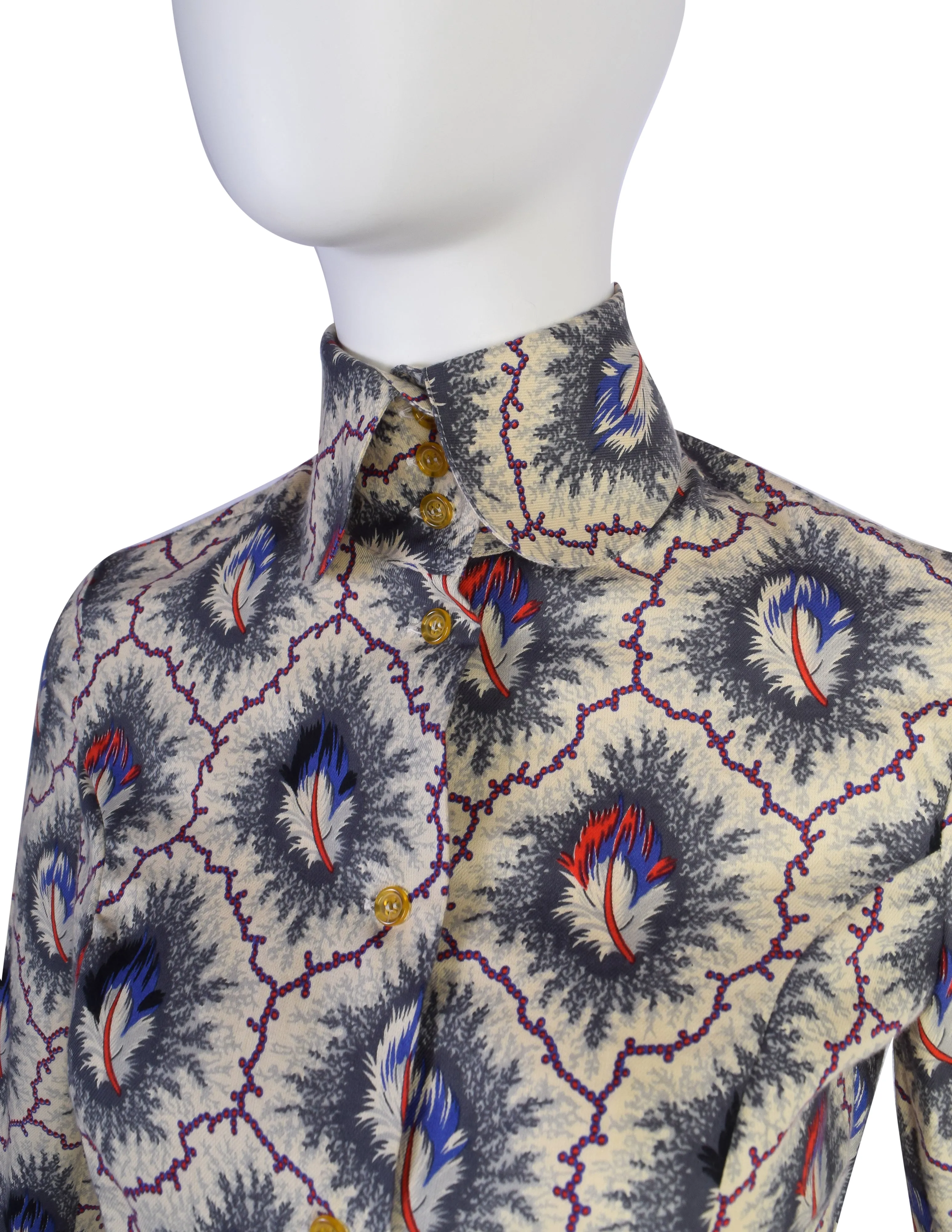 Vivienne Westwood Vintage AW 1994 'On Liberty' Feather Print Button Up Shirt