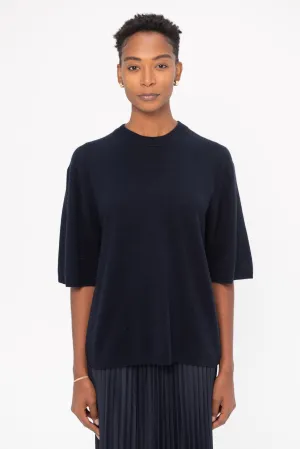 Washable Cashmere Oversized Easy T, Navy